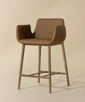 Lucano Cognac Modern Faux Leather Counter Stool-1