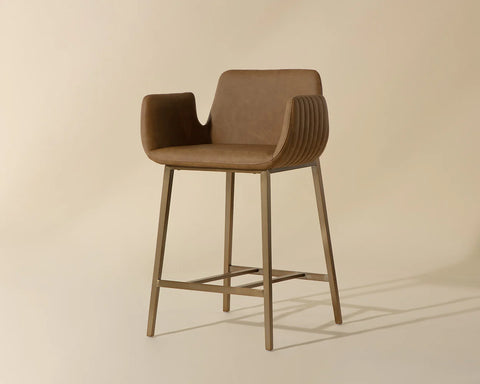 Lucano Cognac Modern Faux Leather Counter Stool-1
