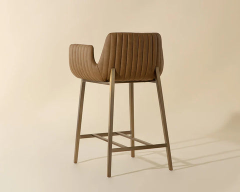 Lucano Cognac Modern Faux Leather Counter Stool-3