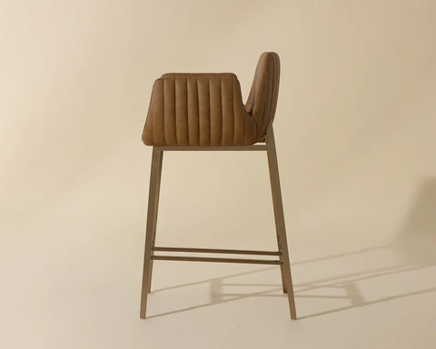 Lucano Cognac Modern Faux Leather Counter Stool-4