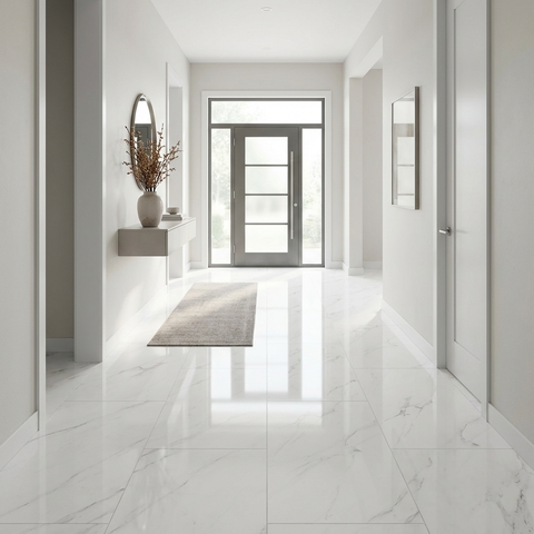 Marble look floor tile