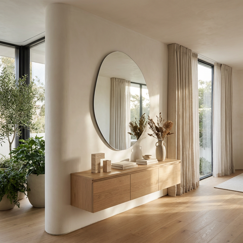 Irregular round wall mirror