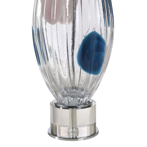 Luxor Clear & Blue Glass Table Lamp -4