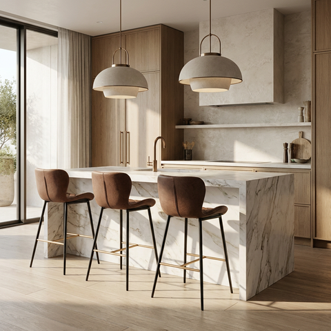 Lyla Brown Modern Faux Leather Counter Stool -1