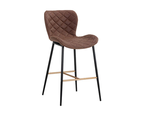 Lyla Brown Modern Faux Leather Counter Stool -2