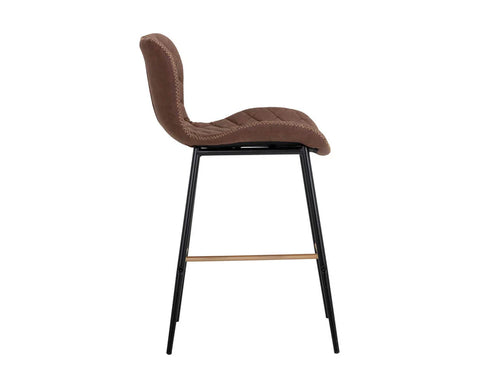 Lyla Brown Modern Faux Leather Counter Stool -3