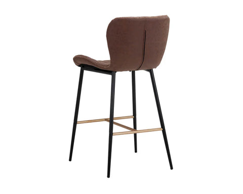 Lyla Brown Modern Faux Leather Counter Stool -4
