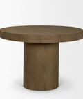 Lyonne 42" Medium Brown Oak Veneer Pedestal Dining Table-2