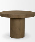 Lyonne 42" Medium Brown Oak Veneer Pedestal Dining Table-3