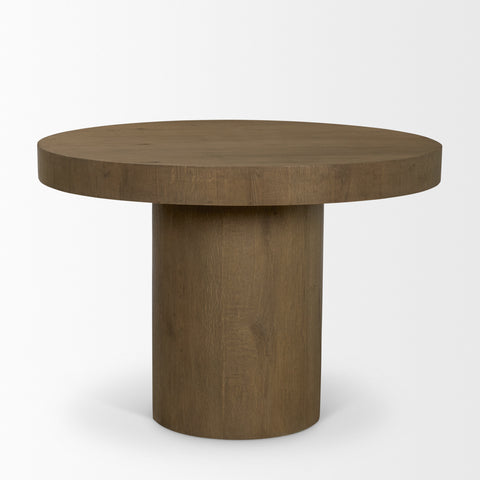Lyonne 42" Medium Brown Oak Veneer Pedestal Dining Table-3