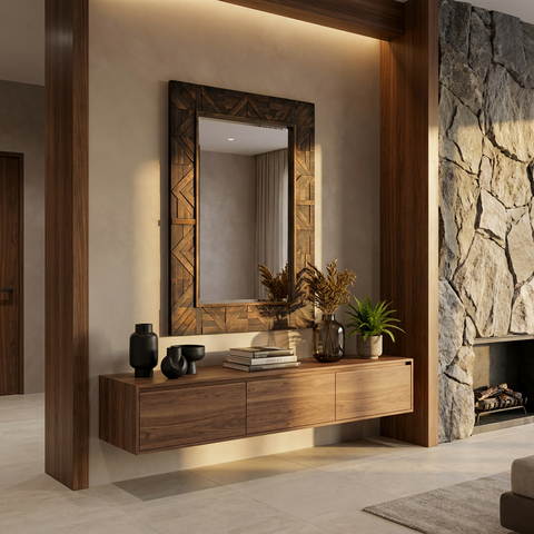 Madden Dark Brown Wood Wall Mirror - Renwil