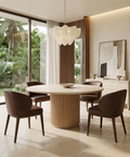 Marbrello 60" Botticino Marble Round Dining Table 