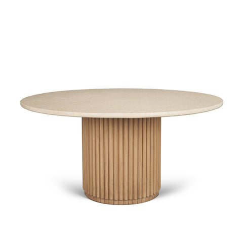 Marbrello 60" Botticino Marble Round Dining Table -1