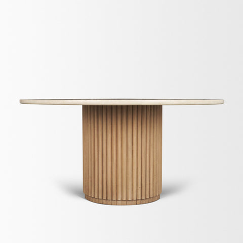 Marbrello 60" Botticino Marble Round Dining Table -2