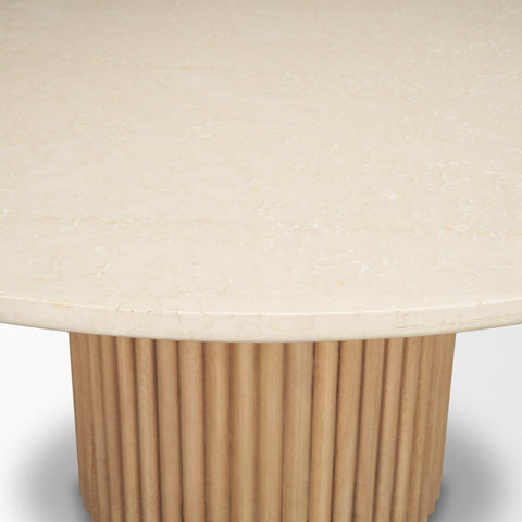 Marbrello 60" Botticino Marble Round Dining Table -4