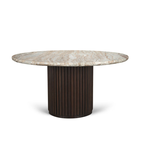 Marbrello 60" Pink Marble Round Dining Table -1
