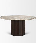 Marbrello 60" Pink Marble Round Dining Table -2