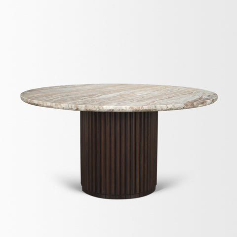 Marbrello 60" Pink Marble Round Dining Table -2