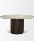 Marbrello 60" Pink Marble Round Dining Table -3