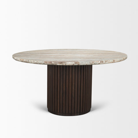 Marbrello 60" Pink Marble Round Dining Table -3