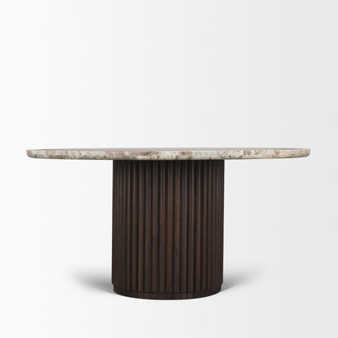 Marbrello 60" Pink Marble Round Dining Table -4