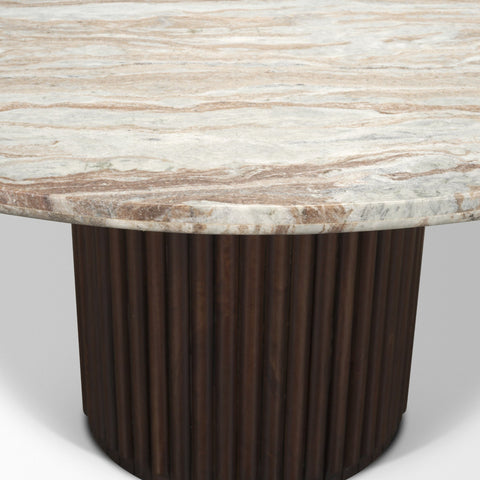 Marbrello 60" Pink Marble Round Dining Table -6