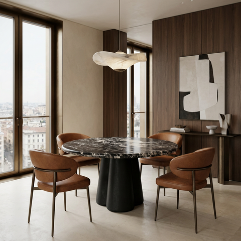 Marilyn 48" Black Forest Marble Dining Table