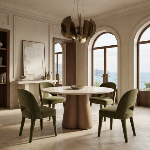 Marilyn 48" Botticino Marble Dining Table 