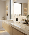 Marmo Black Marquina Brushed Nickel Single Hole Bathroom Faucet