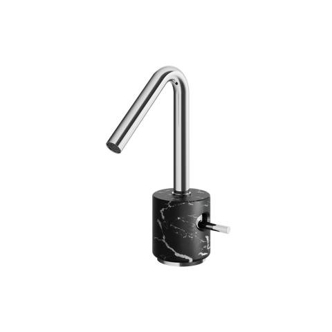Marmo Black Marquina Polished Chrome Single Hole Bathroom Faucet