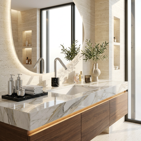 Marmo Black Marquina Polished Chrome Single Hole Bathroom Faucet