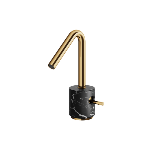 Marmo Black Marquina Polished Gold Single Hole Bathroom Faucet