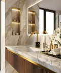 Marmo Black Marquina Polished Gold Single Hole Bathroom Faucet