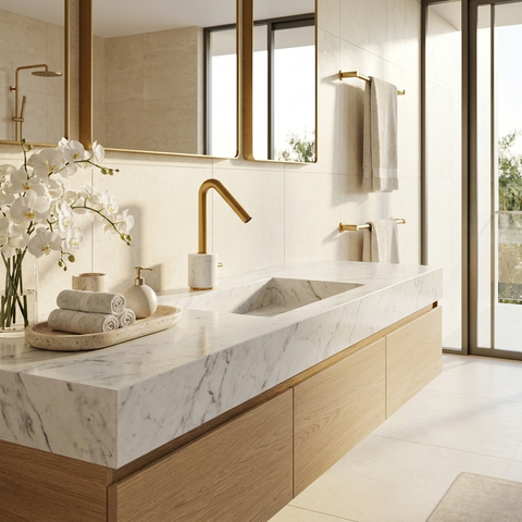 Marmo Brushed Gold Single Hole Bathroom Faucet