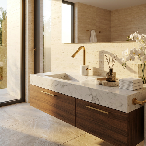 Marmo Polished Gold Single Hole Bathroom Faucet