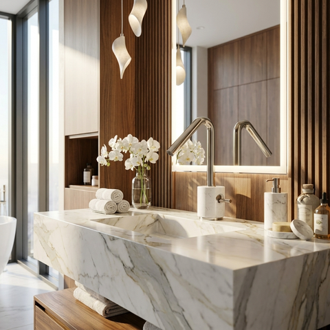 Marmo Polished Nickel Single Hole Bathroom Faucet
