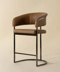 Marris Cognac Modern Faux Leather Counter Stool