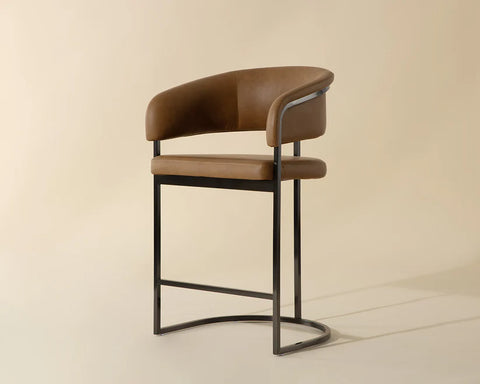 Marris Cognac Modern Faux Leather Counter Stool