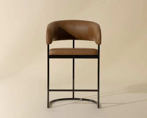 Marris Cognac Modern Faux Leather Counter Stool-2