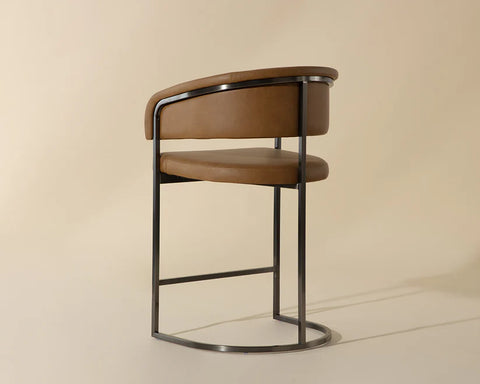 Marris Cognac Modern Faux Leather Counter Stool-3