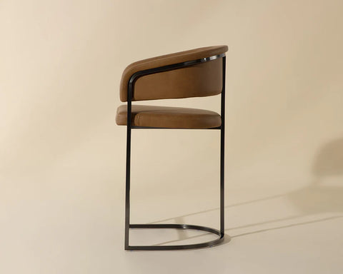 Marris Cognac Modern Faux Leather Counter Stool-4