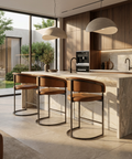 Marris Cognac Modern Faux Leather Counter Stool