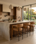 Mavia Sesame Modern Leather Counter Stool 