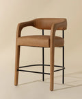 Mavia Sesame Modern Leather Counter Stool -1