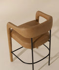 Mavia Sesame Modern Leather Counter Stool -2