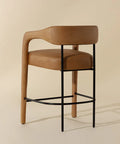 Mavia Sesame Modern Leather Counter Stool -3