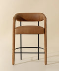 Mavia Sesame Modern Leather Counter Stool -5