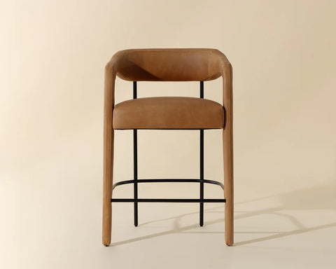 Mavia Sesame Modern Leather Counter Stool -5