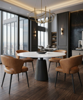 Maxwell 48" White Marble and Black Wood Dining Table 