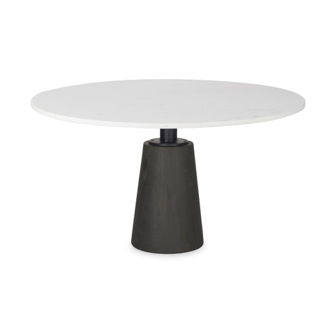 Maxwell 48" White Marble and Black Wood Dining Table -1